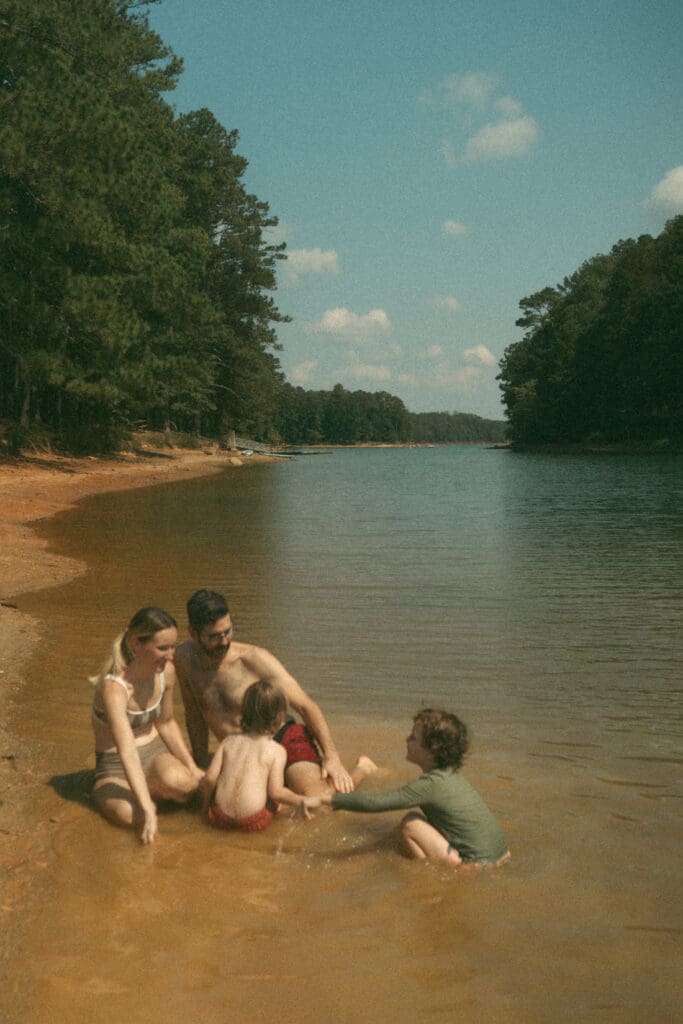 family lifestyle photography session at lake allatoona, a day playing at the lake